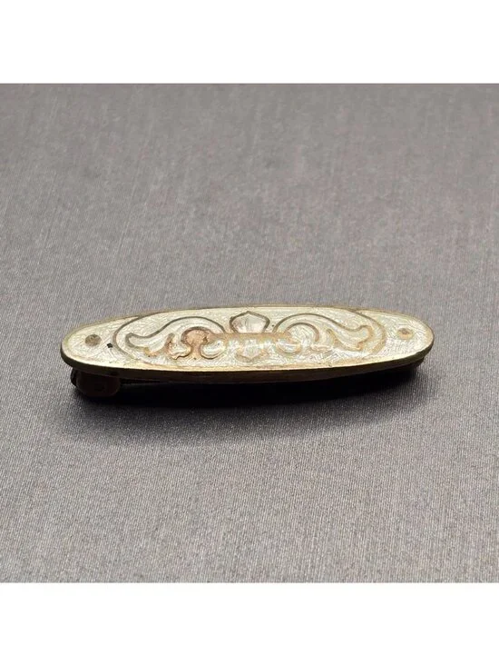 Antique Sterling Guilloche Lingerie Pin/Brooch 1 1/16" White Signed RD 1906 RH - Picture 2 of 10